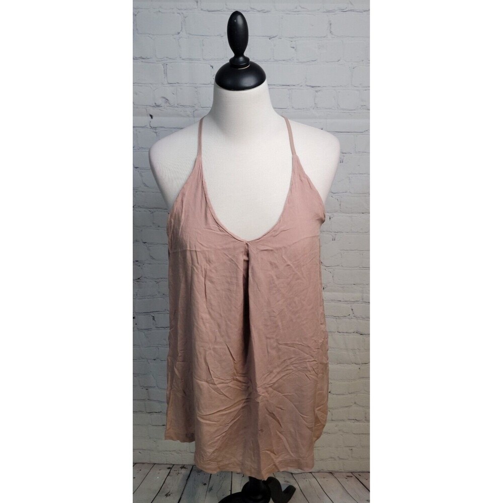 silence+noise Pink Halter Camisole Tank Top Plunging V-Neck Loose Flowy Sz S